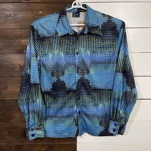 Vintage Positano Charles Lapson Textured Discro Dress Shirt Mens Size Large Funk